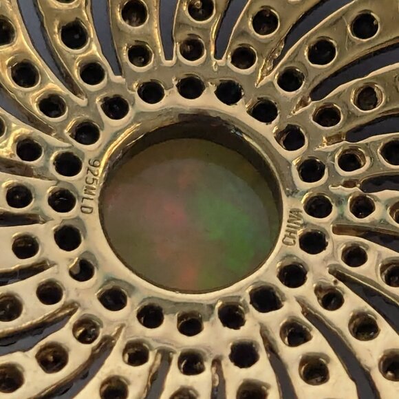 HSN 925 Silver Vermeil MLD Fire Opal Marcasite Beaded Tassel Long Necklace - Picture 4 of 6